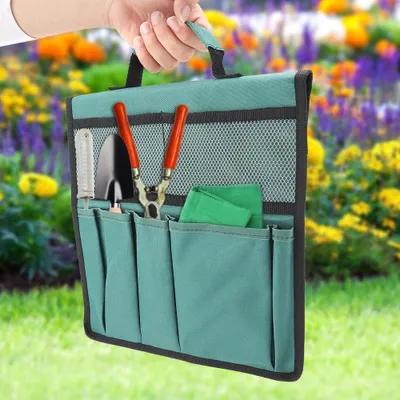 Image de Banc pliable et portable pour le jardinage, sac de genouillère, tabouret de rangement pour outils (vert)