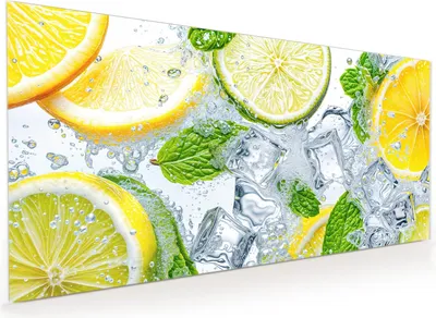 Produktbild von Küchenrückwand Spritzschutz Glas mit Motiv Zitrusfrische 40 x 40 cm