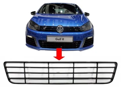 Imagen del producto de Rejilla central inferior para parachoques delantero, diseño R20, compatible con VW Golf VI (Golf 6) de 2008 a 2013.