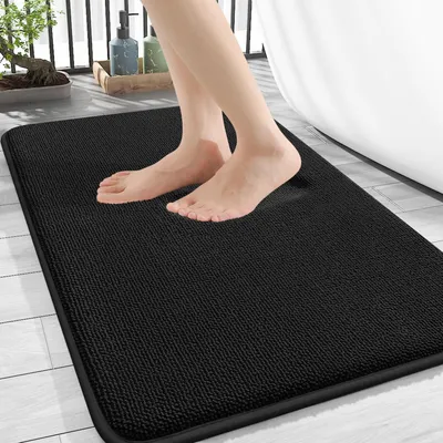 Image de Tapis de bain en mousse à mémoire de forme, antidérapant, 50x76 cm, noir