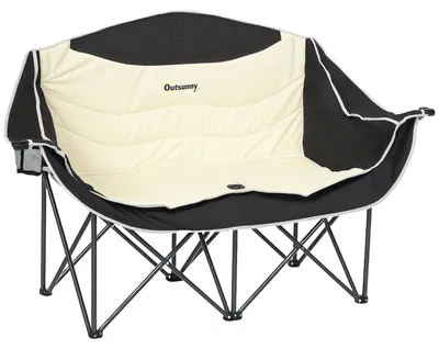 Produktbild von Faltstuhl faltbar 2 Sitzer Campingstuhl mit Getränkehalter Tragetasche bis 250kg belastbar Khaki