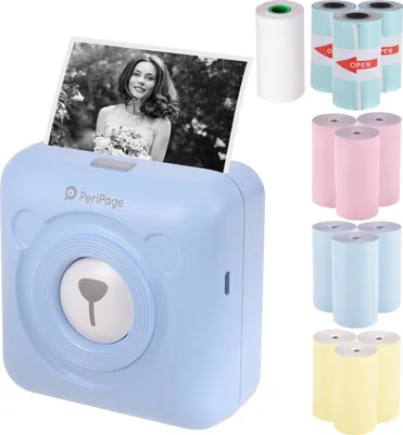 Produktbild von PeriPage Mini vrecková tlačiareň štítkov Tlačiareň štítkov Termotlačiareň papiera s pripojením Bluetooth + 9 termálnych roliek + 3 rolky lepiacej pásky 57 * 30 mm (modrá)