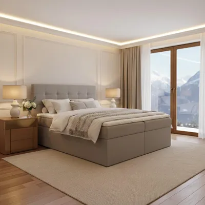 Produktbild von KSHOMECONCEPT Boxspringbetten mit Bettkasten VELLIS 200x200, Taschenfederkern Matratze, Silber
