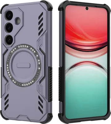 Produktbild von Magnetisch Hülle für Samsung Galaxy S25, Hybrid PC TPU Bumper Stoßfestes Loch Wärmeableitung Handyhülle Lila