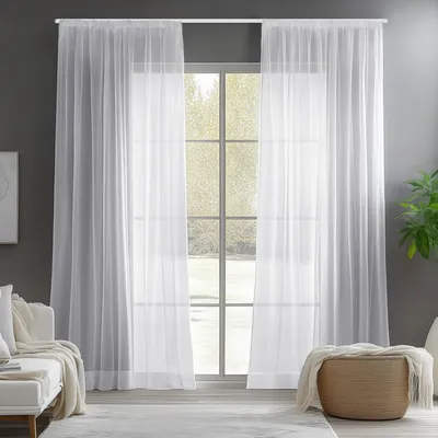 Produktbild von Deconovo Voile Vorhang Schlafzimmer Übergardinen mit Kräuselband Weiß