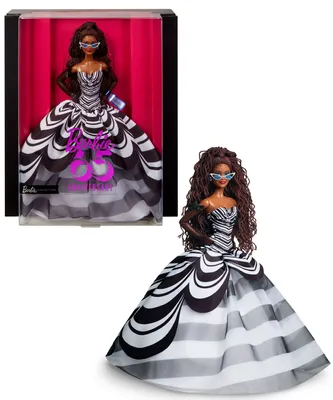 Immagine prodotto di Bambola da collezione Mattel Barbie Signature 65° anniversario con capelli castani e vestaglia bianca e nera