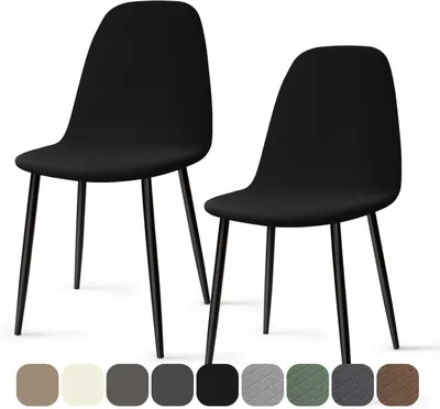 Produktbild von Stuhlhussen 2 Stück, Elasthan, Schwarz, Abnehmbar, Waschbar, für Esszimmer, Hotel, Restaurant