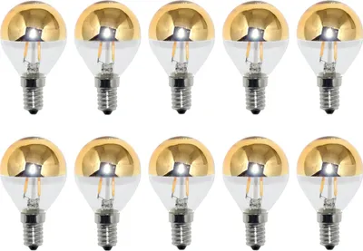 Produktbild von 10 x LED Filament Tropfen Glühbirne 2W = 25W E14 Kopfspiegel gold warmweiß 2700K KVG