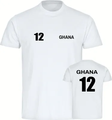 Produktbild von multifanshop Kinder T-Shirt - Ghana - Trikot Nummer 12, weiß, Größe 140