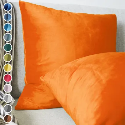 Produktbild von Lionmood Premium Samt Kissenbezug Orange 40x40cm -1er- Velvet Kissenhülle mit Reißverschluss - Modernes Design, Weich, Einfarbig für Sofa