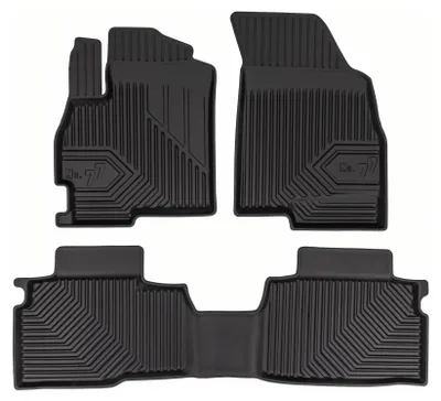 Image de Tapis avant en caoutchouc + tunnel pour Chery Tiggo 4 2024- (crossover) – 3 pièces, noirs, sur mesure