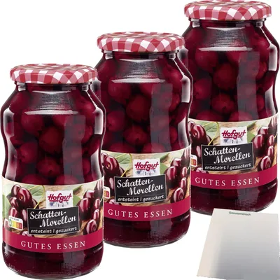 Produktbild von Hofgut Schattenmorellen 3er Pack (3x720ml Glas) + usy Block