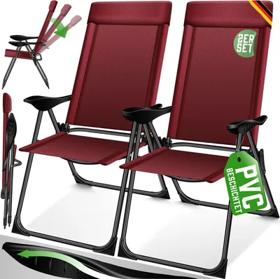 Produktbild von KESSER® 2er Set Gartenstuhl Hochlehner Alu Klappstuhl 7-Fach Verstellbar mit Armlehnen Atmungsaktiv klappbar Campingstuhl Balkonstuhl Klappsessel Garten Terrasse