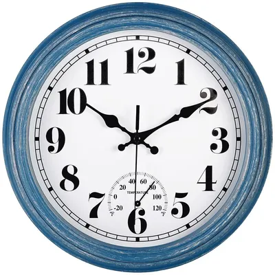 Image de Horloge murale rétro étanche avec thermomètre, pour intérieur et extérieur