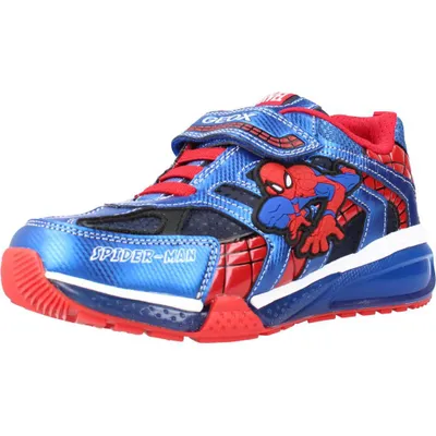 A single child's shoe with a Spiderman theme.