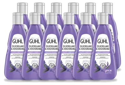 Imagen del producto de 12 champús Guhl Silberglanz & Pflege, 250 ml cada uno. Paquete económico con 12 unidades