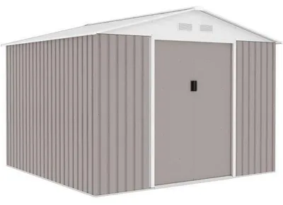 Produktbild von Gartenhaus aus Metall, 7,06 m² – 277 x 255 x 202 cm – inklusive Verankerungsset – Taupe