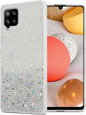 Image de Cadorabo Housse pour Samsung Galaxy A42 5G / M42 5G en transparent avec paillettes Housse de protection en silicone TPU flexible avec paillettes scintillantes Case Cover Etui Handy Hülle