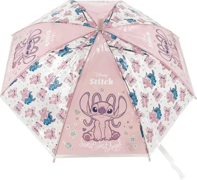 Produktbild von Disney Stitch Kinder Automatik-Regenschirm 82 cm rosa offiziell lizenzierter Stockschirm mit Cartoon Motiv wetterfest Metallgestell Kunststoffgriff für Jungen und Mädchen ab 3 Jahren