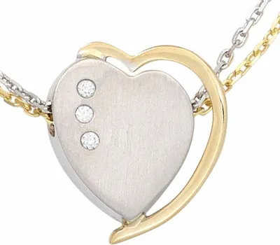 Produktbild von JOBO Anhänger Herz 585 Gold Weißgold Gelbgold teilmattiert 3 Diamanten Brillanten