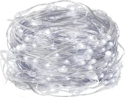 Image de SPRINGOS Chaîne lumineuse filaire Chaîne lumineuse LED 10 LED intérieur blanc froid Batterie Lumière d'ambiance Décoration lumineuse Projecteur