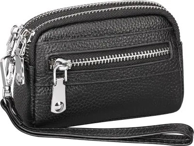Produktbild von ASKSA Geldboerse Damen Klein Geldbeutel Frauen  mit Muenzfach Kleines Zipper Brieftasche Kartenhalter mit RFID Blocker,Schwarz