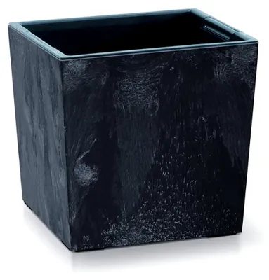 Produktbild von Blumenkasten Blumenkübel Blumentopf Pflanzkübel Quadrat Beton-Optik Urbi Square Low Pflanzkübel mit Einsatz Low Beton Struktur (300 Anthrazit)