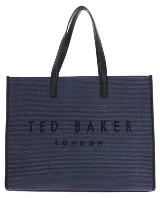Image de Ted Baker sac shopper Pallmer Faux Raffia Large Icon Bag Navy bleu marine