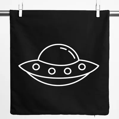 Produktbild von Huuraa Kissenbezug Raumschiff UFO 40x40cm Black Baumwolle Dekokissenbezug Geschenkidee