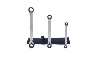 Zdjęcie produktu dla KS TOOLS Zestaw kluczy płasko-oczkowych z grzechotką 503.4540 Stal chromowo-wanadowa 550g