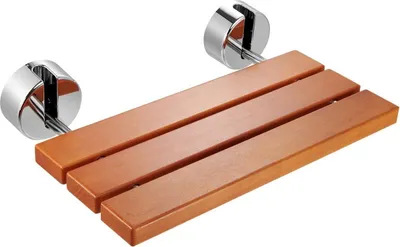 Produktbild von Klappbarer Duschsitz aus Teakholz, 51 cm x 33 cm, wandmontierte Duschbank, 200 kg