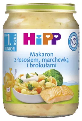 Produktbild von HiPP, Nudeln mit Lachs, Karotten und Brokkoli, 250 g