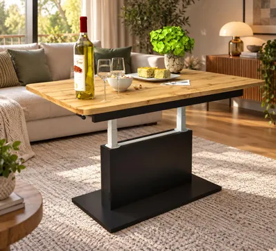 Produktbild von Design Couchtisch Tisch DC-1 - stufenlos höhenverstellbar ausziehbar Esstisch