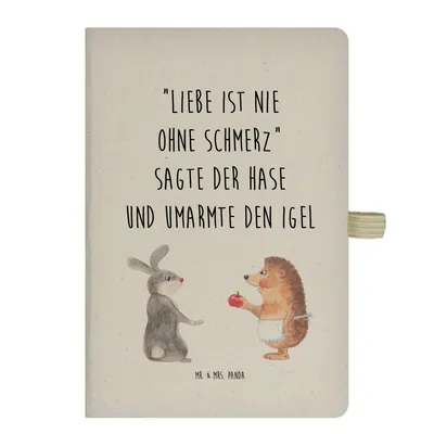 Produktbild von Mr. & Mrs. Panda Journal Hase Igel - Transparent - Geschenk, Notizheft A5, notizbuch, Liebeskummer, Herzschmerz, Lustige Sprüche, Kladde, Liebe Spruch, Tagebuch, Trösten
