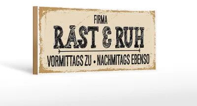 Produktbild von Holzschild Spruch 27x10cm Firma Rast & Ruh Vormittags zu Dekoration