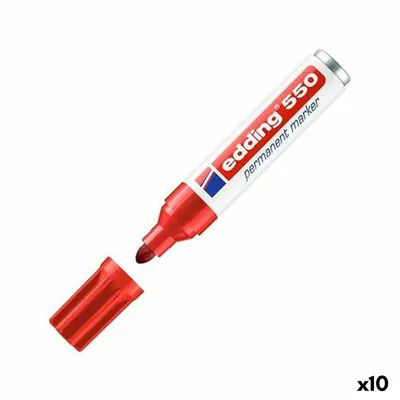 Produktbild von Edding 550, Rot, Rot, Kunststoff, 3 mm, 4 mm, Karton, Glas, Metall, Papier, Kunststoff, Holz