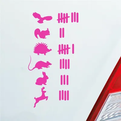 Produktbild von Auto Aufkleber Strichliste Liste Tuning Tiere Animal 15x8 cm Pink Sticker Heckscheibenaufkleber