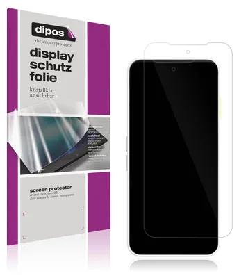 A product shot showing packaging and a screen protector on a phone.