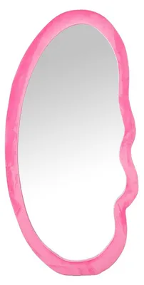 Immagine prodotto di Specchio da parete in MDF e velluto rosa, dimensioni 50 x 3,5 x 100 cm