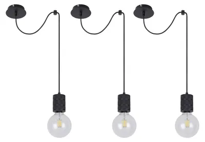Produktbild von 3er Set Pendelleuchte, Metall Aluminium, schwarz H 160 cm