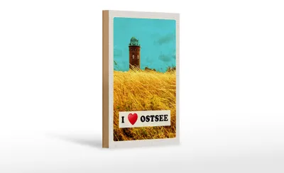 Produktbild von Holzschild Reise 12x18 cm Ostsee Turm Natur Weide Urlaub Himmel