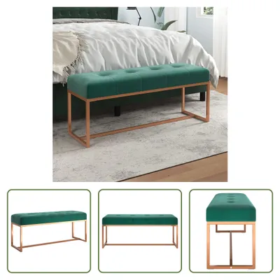 Image de The Living Store Banc vert foncé 110x36x45 cm velours