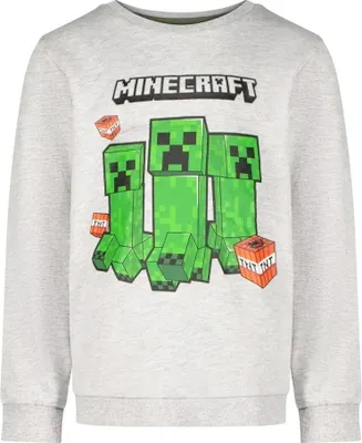 Produktbild von Gamer Minecraft Creeper TNT Kinder Jungen Pulli Pullover – Grau / 134
