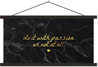 Produktbild von MuchoWow® Textilposter Zitate - Sprichwörter - Gold - Marmor 90x45 cm mit schwarzem Rahmen - Klemmleisten