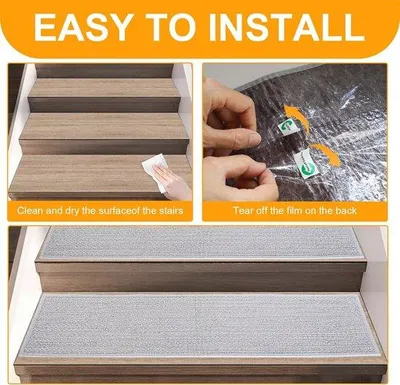 Produktbild von Famanu Treppenmatten Set von 15 selbstklebenden Treppenstufen 20 x 76 cm rutschfest