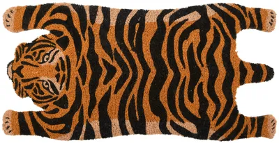 Fußmatte aus Kokosfaser, 75 x 38 cm, geometrisch, orange