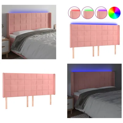 Produktbild von vidaXL LED Kopfteil Rosa 203x16x118/128 cm Samt - LED Kopfteil - LED Kopfteile - Kopfteil - Bett-Kopfteil