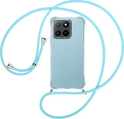 Produktbild von Handykette Backcover-Schutzhülle mit Band (Metall silberfarben) für Honor X5B 4G - himmelblau