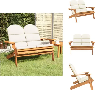 Obrázek produktu pro vidaXL Zahradní lavice Adirondack s polštáři 126 cm z masivního dřeva akácie - Zahradní lavice