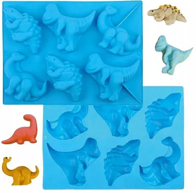 Produktbild von MTSidea Silikonform für 6 Dinosaurier-Pralinen oder Muffins